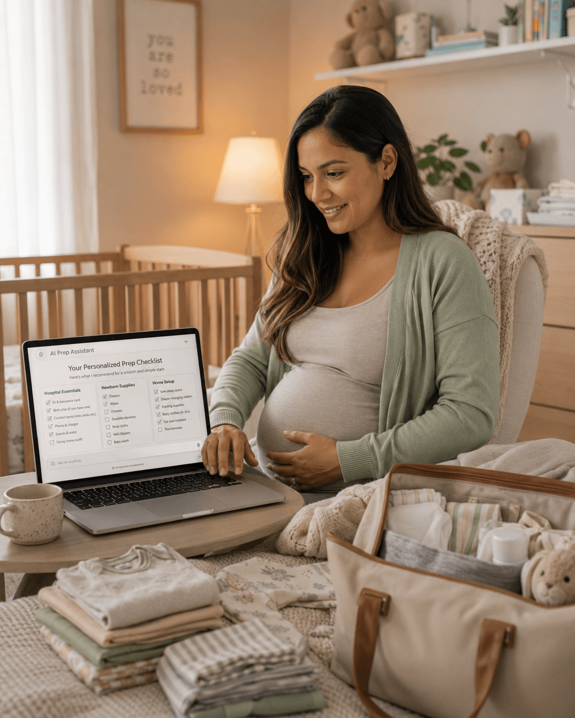 Parent organizing the morning routine with a smart display
